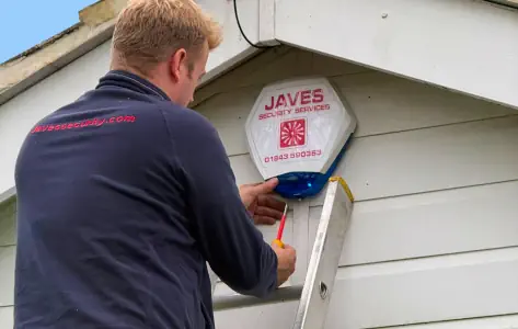 Intruder Alarm being fitted.